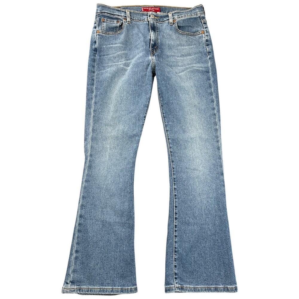 Levi’s 515 Nouveau Boot Cut Stretch Jeans Y2K Mid Rise 12 Misses Blue 32x28.5